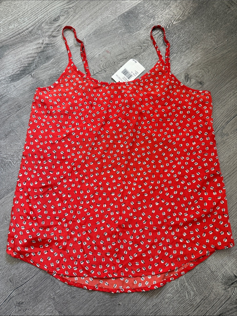 Red Ladybug Print Spaghetti Strap Tank Top